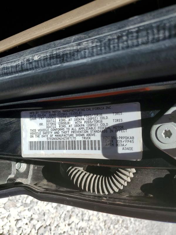 56893136 :رقم المزاد ، 5TEGN92N24Z387170 vin ، 2004 Toyota Tacoma مزاد بيع