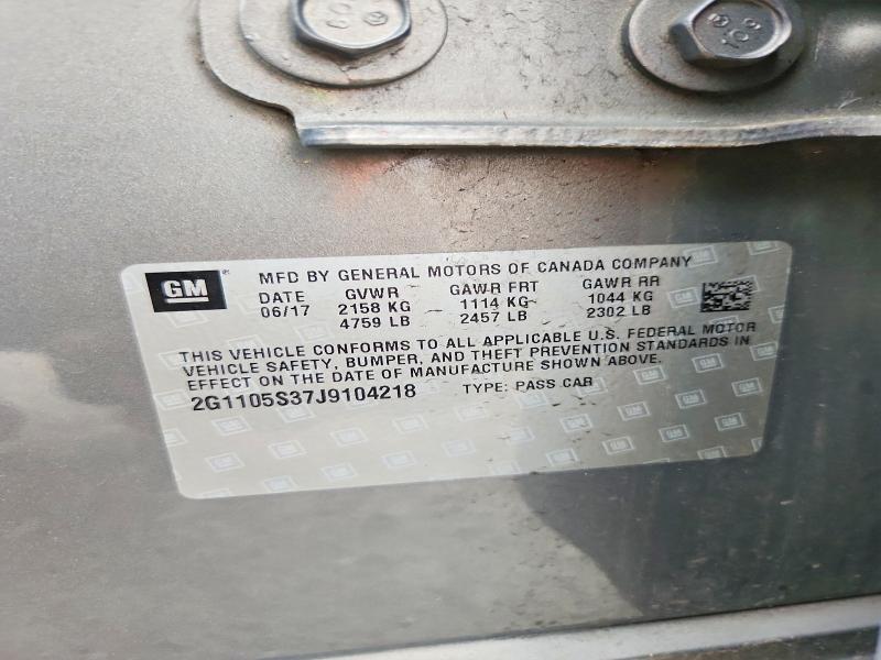 57969066 :رقم المزاد ، 2G1105S37J9104218 vin ، 2018 Chevrolet Impala مزاد بيع
