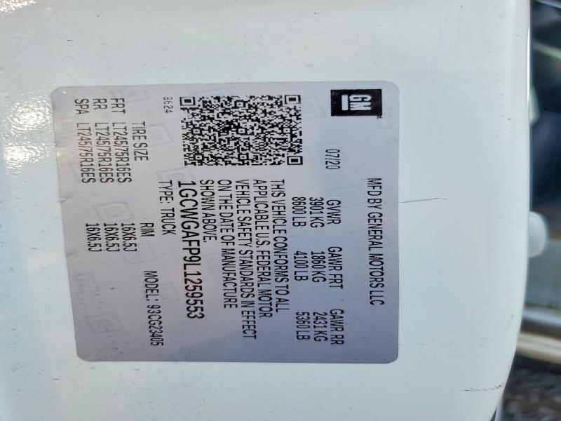 Продажа на аукционе авто 2020 Chevrolet Express G2500, vin: 1GCWGAFP9L1259553, номер лота: 85621575