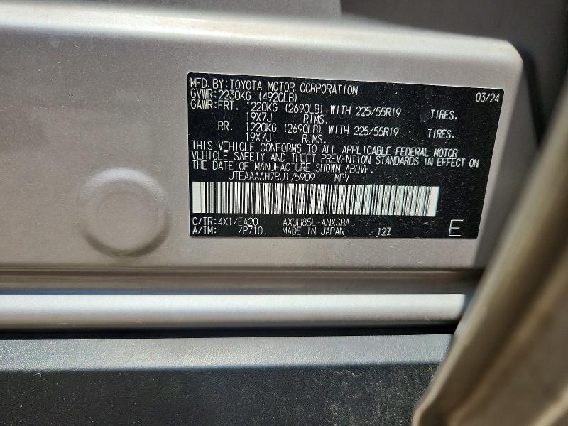 Aukcja sprzedaży 2024 Toyota Venza, vin: JTEAAAAH7RJ175909, numer aukcji: 57479546