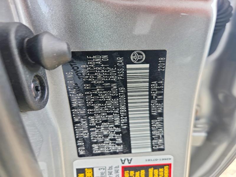2019 Toyota Avalon Hybrid მანქანა იყიდება აუქციონზე, vin: 4T1B21FB8KU006749, აუქციონის ნომერი: 58073106