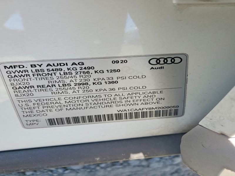 Продажа на аукционе авто 2021 Audi Q5, vin: WA1CAAFY8M2009059, номер лота: 55657586