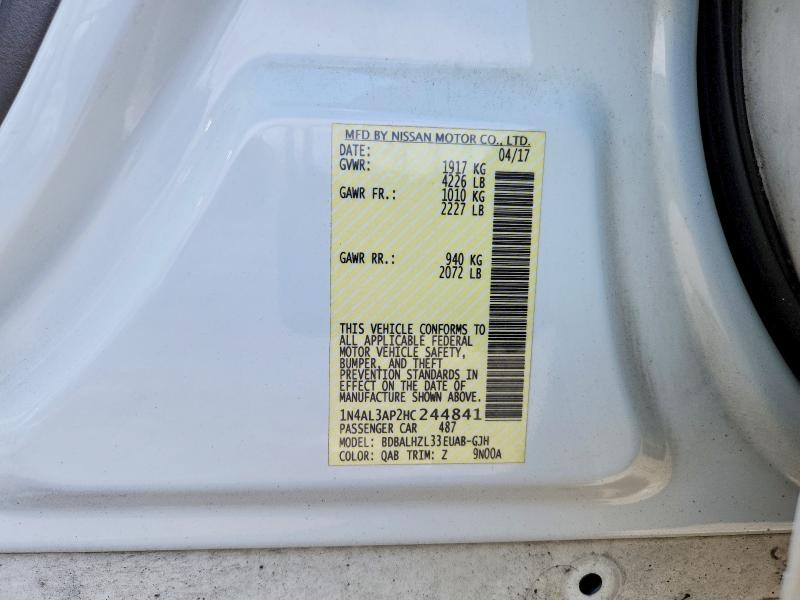 Aukcja sprzedaży 2017 Nissan Altima, vin: 1N4AL3AP2HC244841, numer aukcji: 57995256