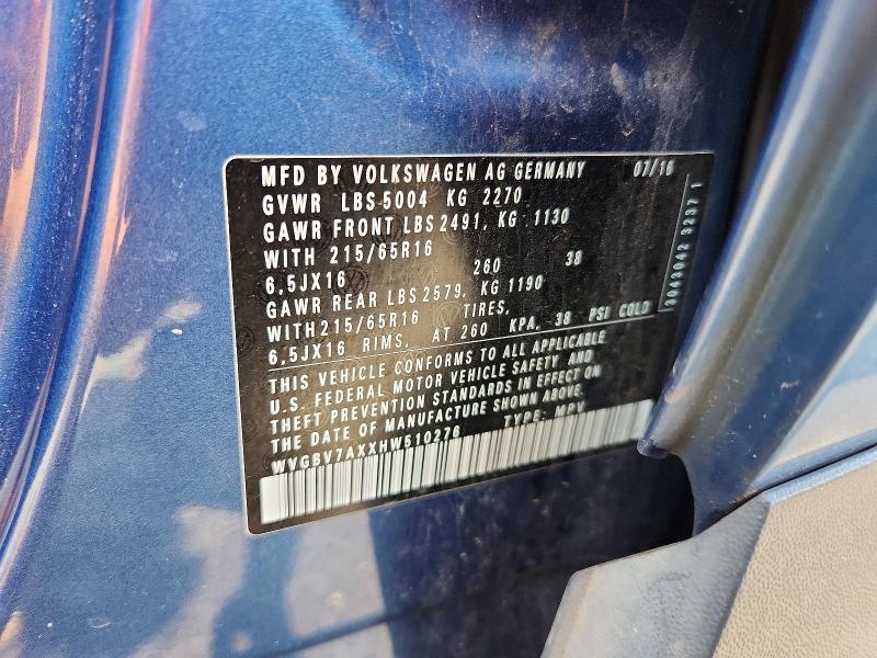 Продажа на аукционе авто 2017 Volkswagen Tiguan, vin: WVGBV7AXXHW510276, номер лота: 55650856