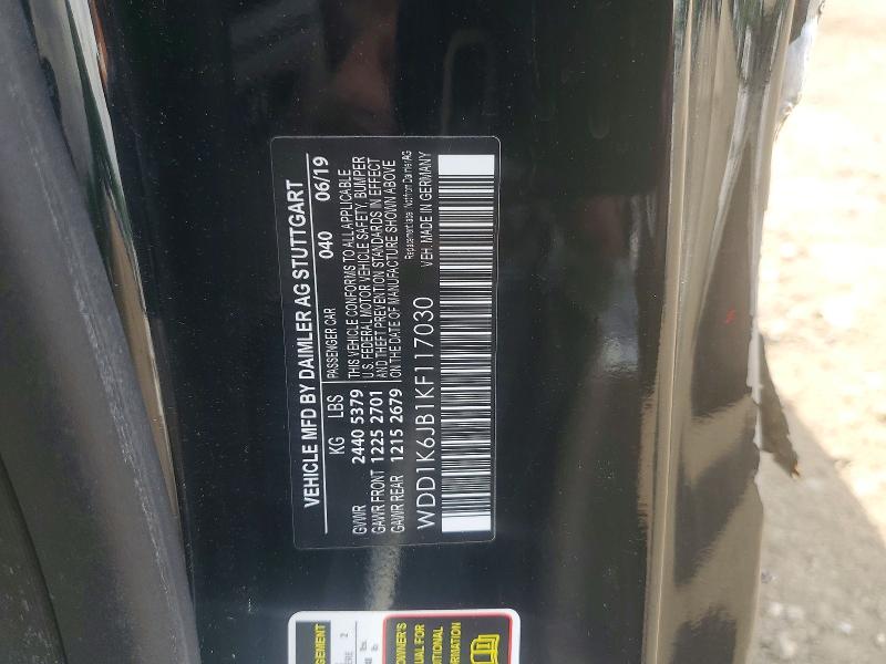 2019 Mercedes-benz E მანქანა იყიდება აუქციონზე, vin: WDD1K6JB1KF117030, აუქციონის ნომერი: 55775716