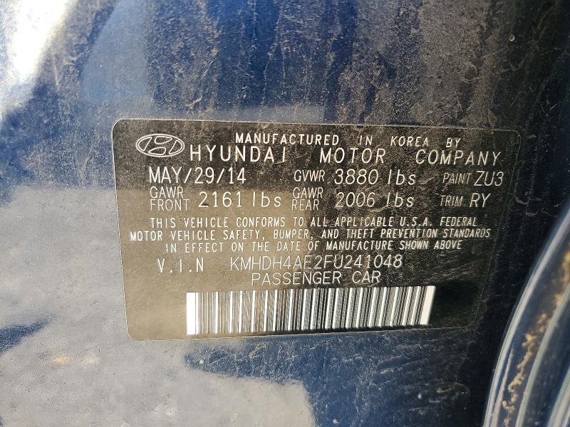 Aukcja sprzedaży 2015 Hyundai Elantra, vin: KMHDH4AE2FU241048, numer aukcji: 55022446