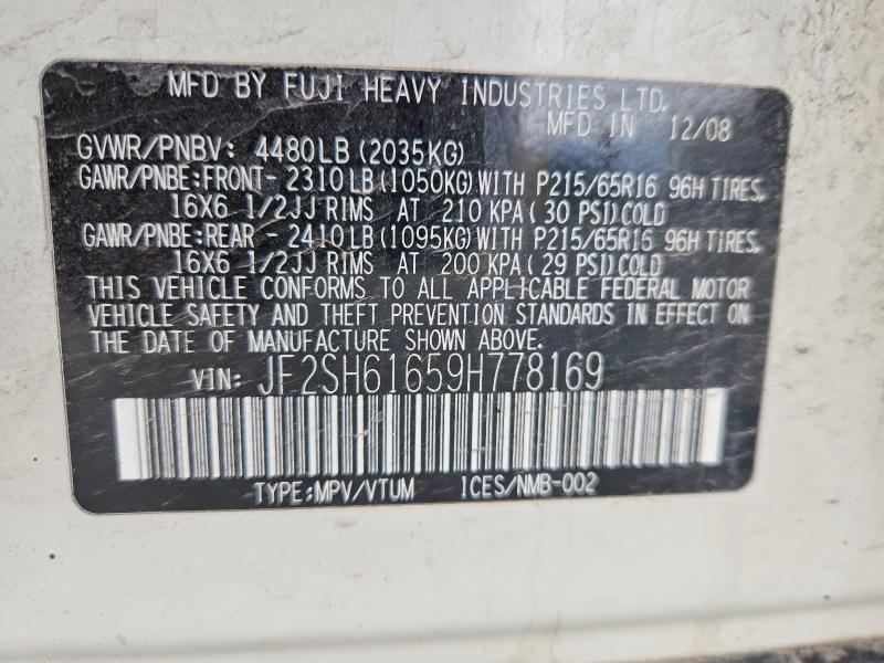 Aukcja sprzedaży 2009 Subaru Forester, vin: JF2SH61659H778169, numer aukcji: 56259476