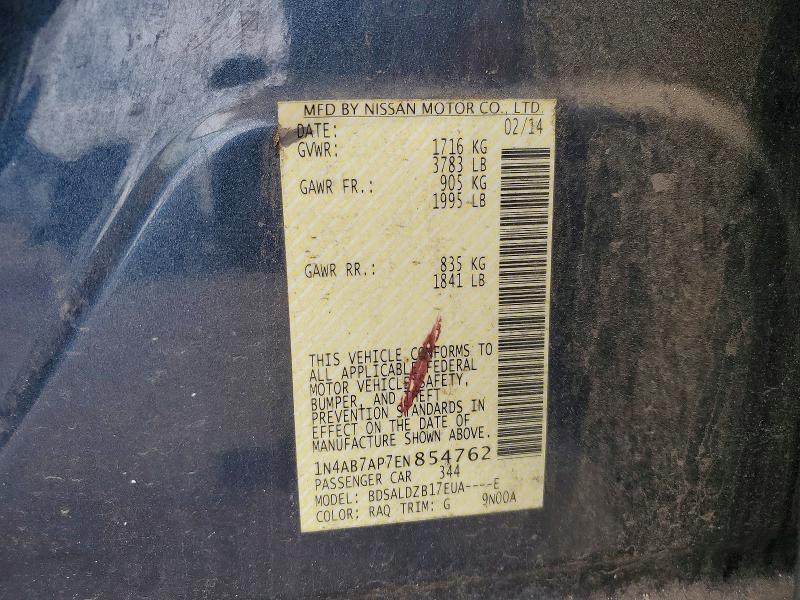 Aukcja sprzedaży 2014 Nissan Sentra, vin: 1N4AB7AP7EN854762, numer aukcji: 53979896