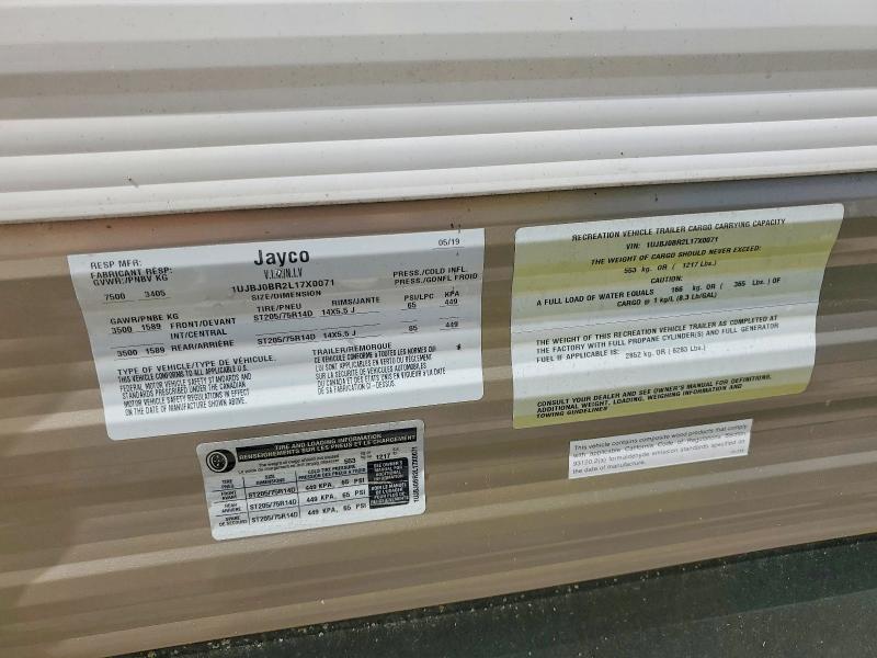 Продажа на аукционе авто 2020 Jayco Jay Flight Slx 287 B, vin: 1UJBJ0BR2L17X0071, номер лота: 56997526