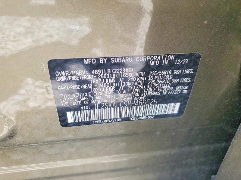 56760786 :رقم المزاد ، JF2SKALC9RH466525 vin ، 2024 Subaru Forester مزاد بيع