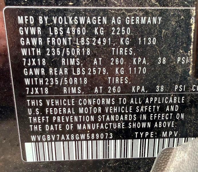 Продаж на аукціоні авто 2016 Volkswagen Tiguan, vin: WVGBV7AX8GW589073, номер лоту: 56545366