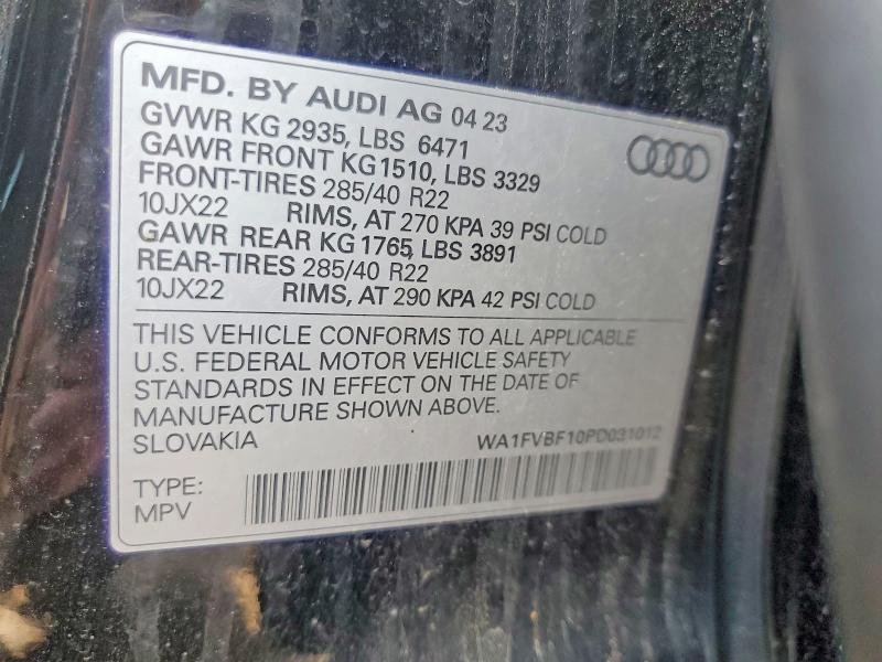 Aukcja sprzedaży 2023 Audi Q8, vin: WA1FVBF10PD031012, numer aukcji: 57819116