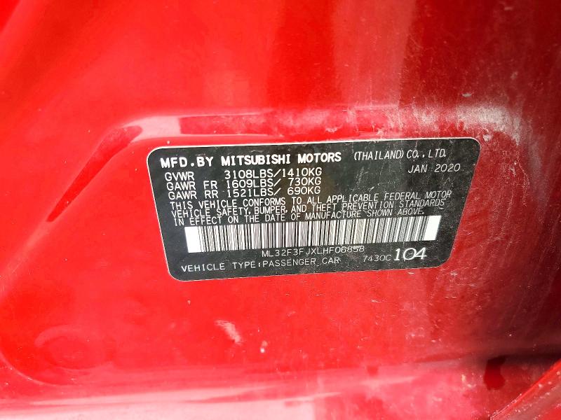Auction sale of the 2020 Mitsubishi Mirage, vin: ML32F3FJXLHF06858, lot number: 57512076