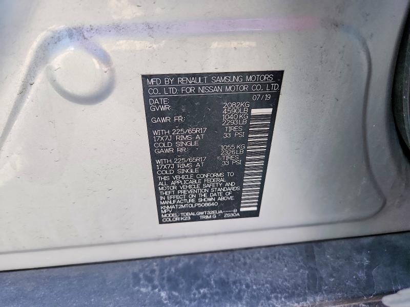 59159316 :رقم المزاد ، KNMAT2MT0LP508640 vin ، 2020 Nissan Rogue مزاد بيع