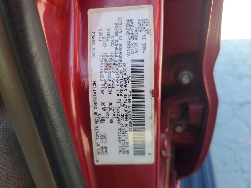 2001 Toyota 4runner მანქანა იყიდება აუქციონზე, vin: JT3GN86R810184405, აუქციონის ნომერი: 56453106