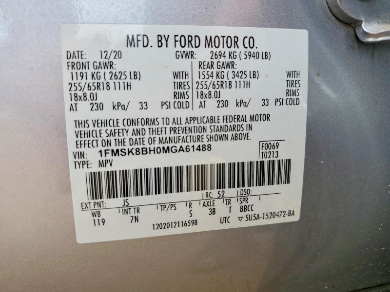Продажа на аукционе авто 2021 Ford Explorer, vin: 1FMSK8BH0MGA61488, номер лота: 56840066