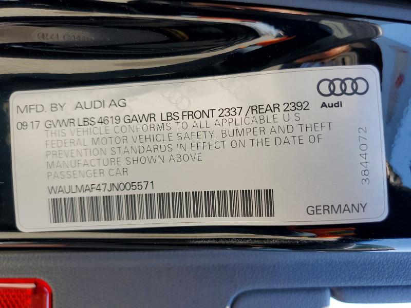 2018 Audi A4 მანქანა იყიდება აუქციონზე, vin: WAULMAF47JN005571, აუქციონის ნომერი: 57782136