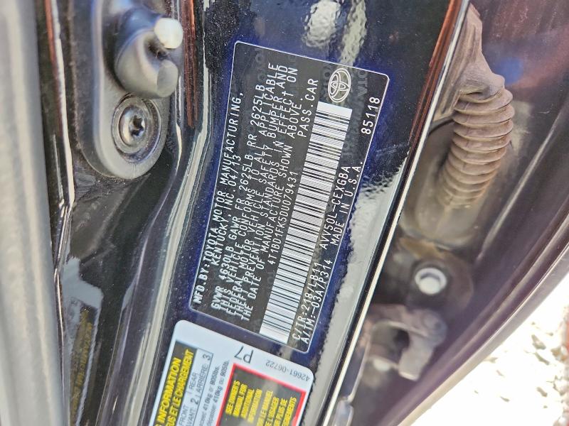 2013 Toyota Camry Hybrid მანქანა იყიდება აუქციონზე, vin: 4T1BD1FK5DU079431, აუქციონის ნომერი: 56813946