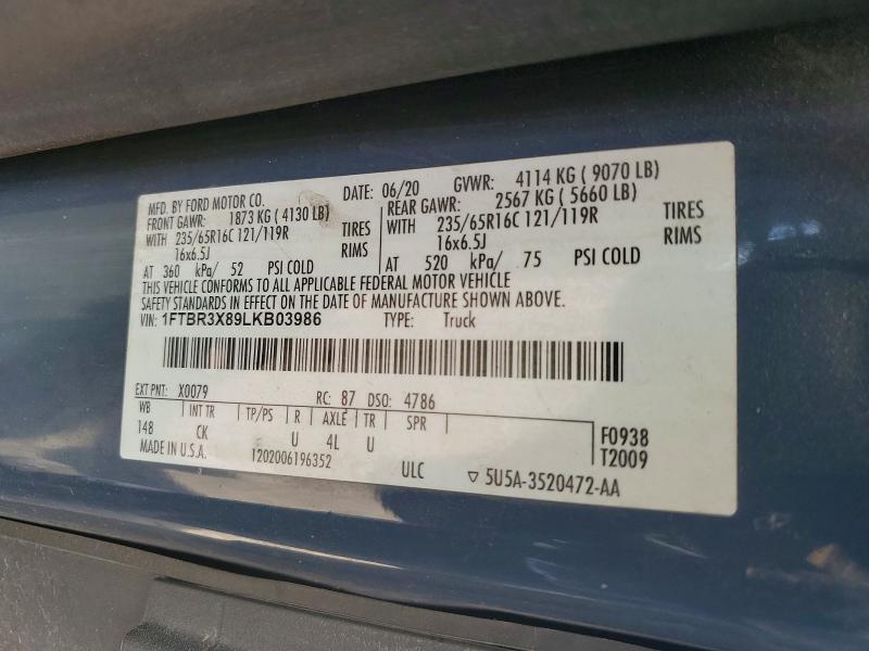 Продаж на аукціоні авто 2020 Ford Transit, vin: 1FTBR3X89LKB03986, номер лоту: 56609446