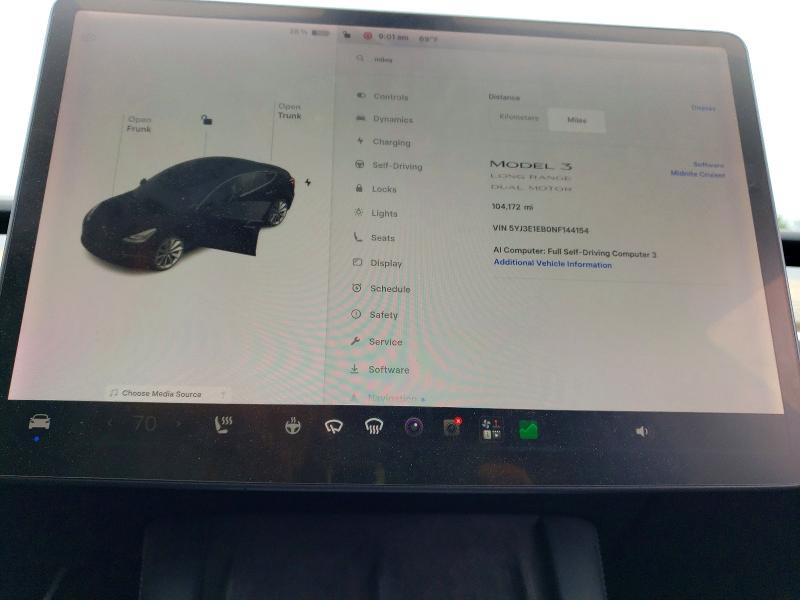 2022 Tesla Model 3 მანქანა იყიდება აუქციონზე, vin: 5YJ3E1EB0NF144154, აუქციონის ნომერი: 57717606