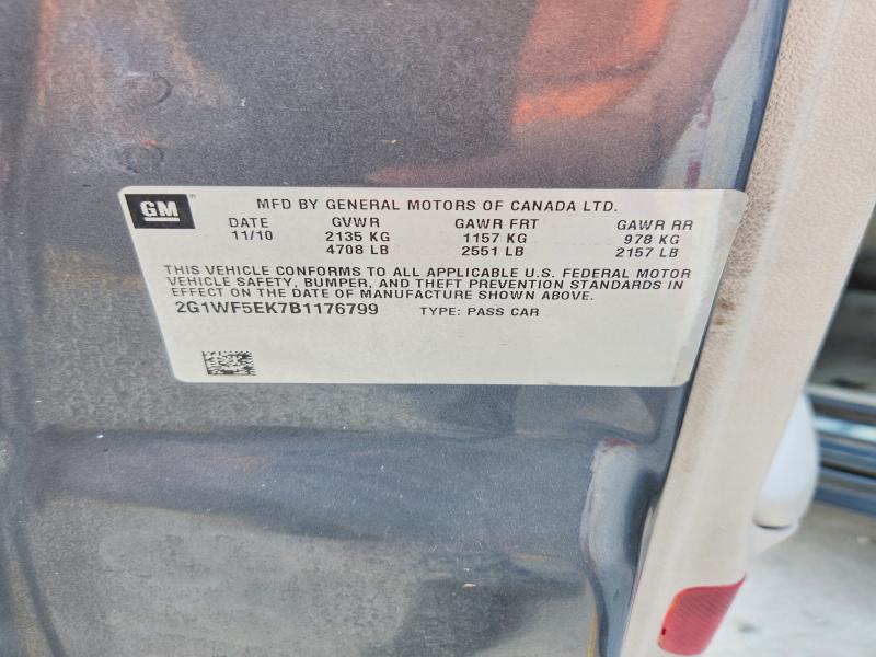 56939216 :رقم المزاد ، 2G1WF5EK7B1176799 vin ، 2011 Chevrolet Impala مزاد بيع