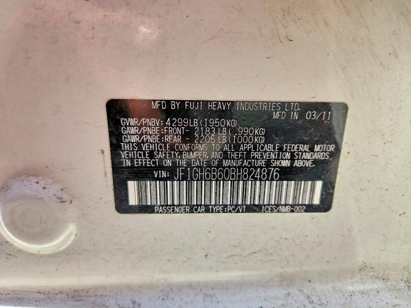 Продажа на аукционе авто 2011 Subaru Impreza, vin: JF1GH6B60BH824876, номер лота: 56666316