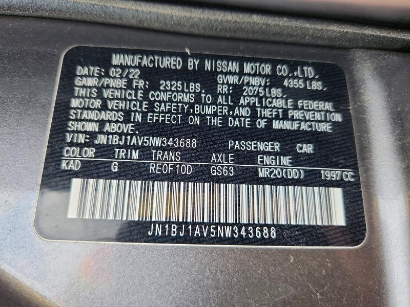 Aukcja sprzedaży 2022 Nissan Rogue Sport, vin: JN1BJ1AV5NW343688, numer aukcji: 58805846