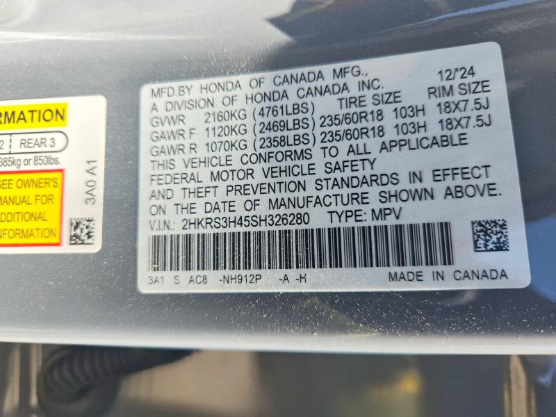Продажа на аукционе авто 2025 Honda Cr-v, vin: 2HKRS3H45SH326280, номер лота: 56102206