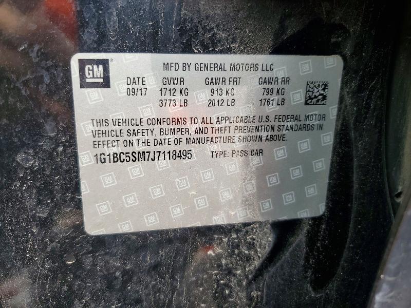 Aukcja sprzedaży 2018 Chevrolet Cruze, vin: 1G1BC5SM7J7118495, numer aukcji: 56189986