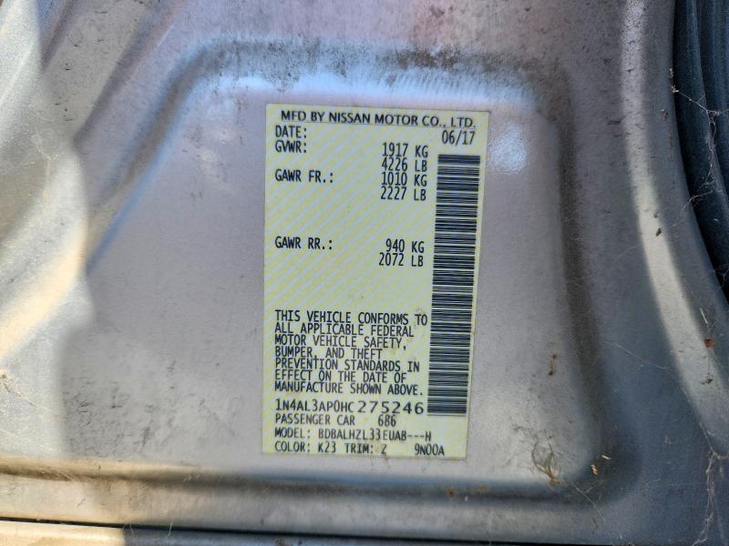 58222696 :رقم المزاد ، 1N4AL3AP0HC275246 vin ، 2017 Nissan Altima مزاد بيع