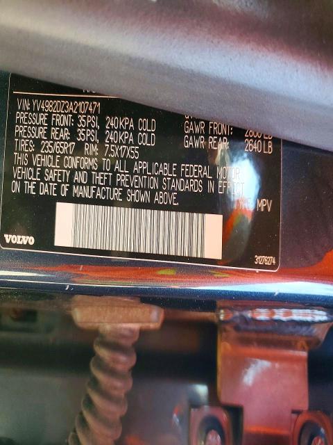 2010 Volvo Xc60 მანქანა იყიდება აუქციონზე, vin: YV4982DZ3A2107471, აუქციონის ნომერი: 55513646