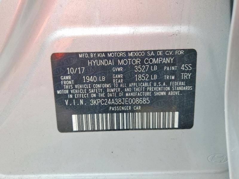 Продажа на аукционе авто 2018 Hyundai Accent, vin: 3KPC24A38JE008685, номер лота: 56344836