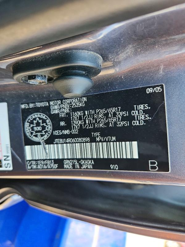 58696666 :رقم المزاد ، JTEBU14R060080898 vin ، 2006 Toyota 4runner مزاد بيع
