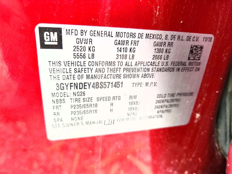 Продажа на аукционе авто 2011 Cadillac Srx, vin: 3GYFNDEY4BS571451, номер лота: 56036366