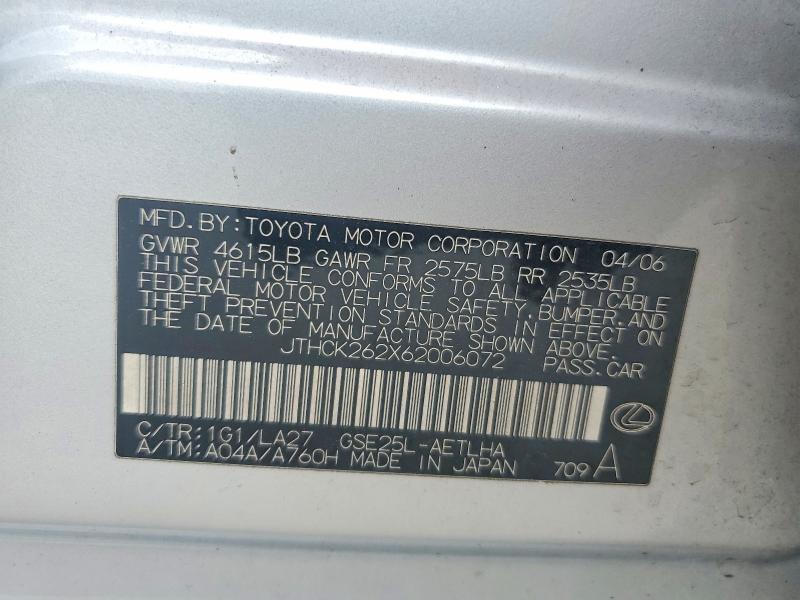 Aukcja sprzedaży 2006 Lexus Is, vin: JTHCK262X62006072, numer aukcji: 56837486