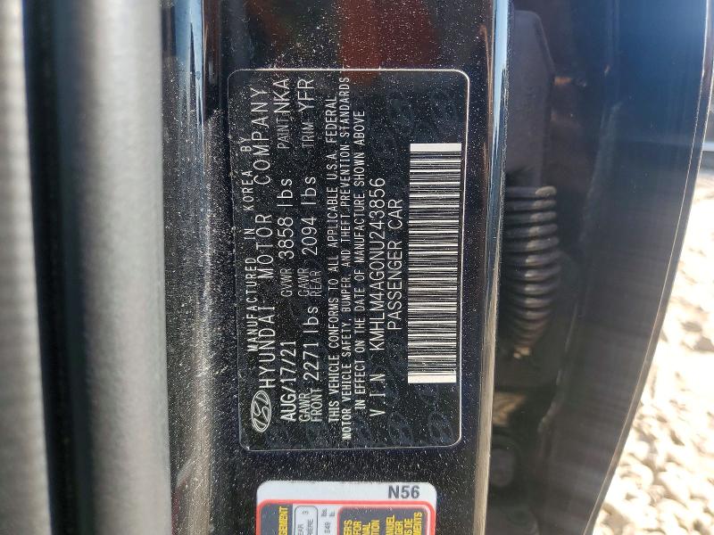 Продаж на аукціоні авто 2022 Hyundai Elantra, vin: KMHLM4AG0NU243856, номер лоту: 58598356
