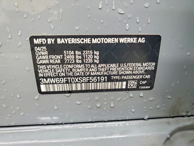 56167556 :رقم المزاد ، 3MW69FT0XS8F56191 vin ، 2025 Bmw M340xi مزاد بيع