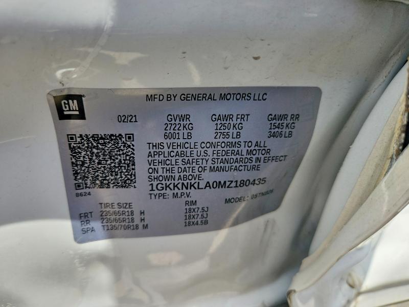 2021 Gmc Acadia მანქანა იყიდება აუქციონზე, vin: 1GKKNKLA0MZ180435, აუქციონის ნომერი: 59543106