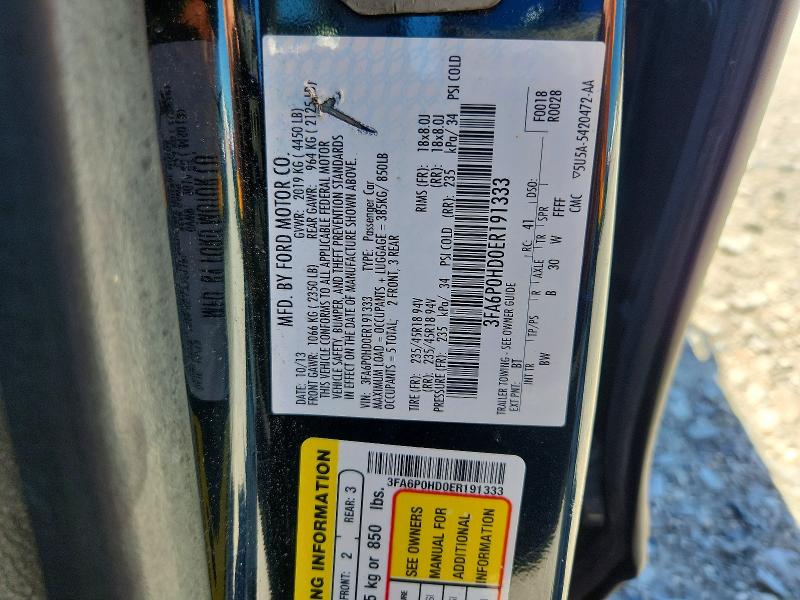 2014 Ford Fusion მანქანა იყიდება აუქციონზე, vin: 3FA6P0HD0ER191333, აუქციონის ნომერი: 57163516