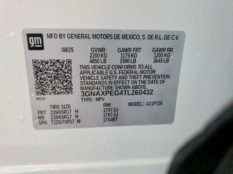 Aukcja sprzedaży 2026 Chevrolet Equinox, vin: 3GNAXPEG4TL260432, numer aukcji: 56263296