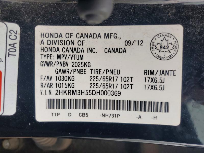 Aukcja sprzedaży 2013 Honda Cr-v, vin: 2HKRM3H55DH000369, numer aukcji: 56667896