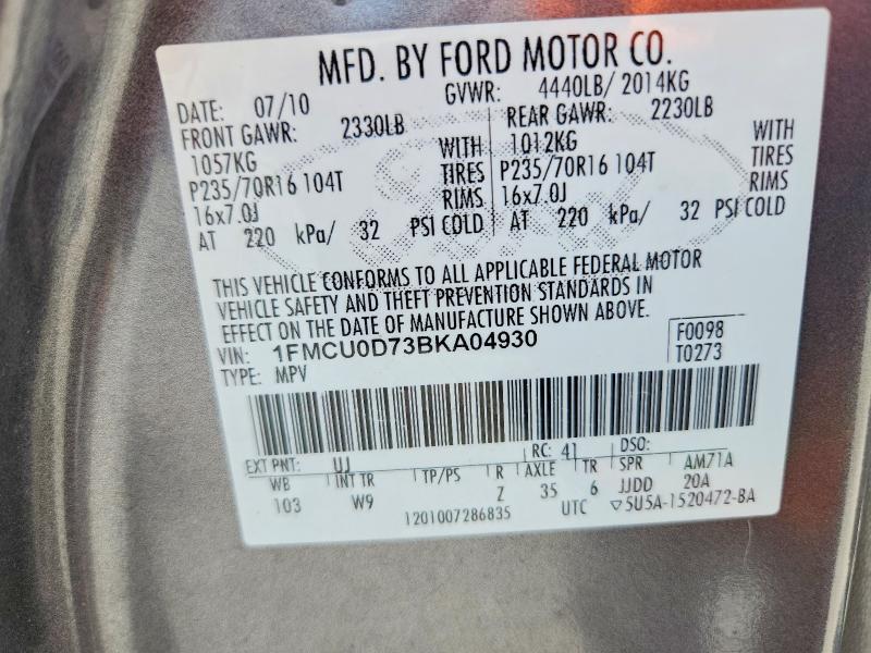 Продаж на аукціоні авто 2011 Ford Escape, vin: 1FMCU0D73BKA04930, номер лоту: 58554806