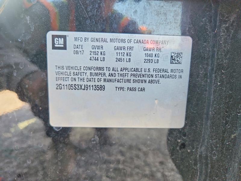 Aukcja sprzedaży 2018 Chevrolet Impala, vin: 2G1105S3XJ9113589, numer aukcji: 57348506