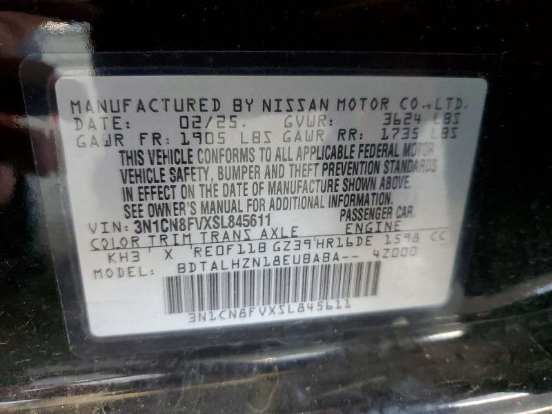 Продажа на аукционе авто 2025 Nissan Versa, vin: 3N1CN8FVXSL845611, номер лота: 56180396