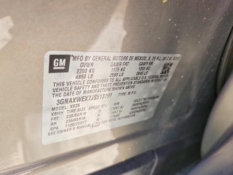Продажа на аукционе авто 2018 Chevrolet Equinox, vin: 3GNAXWEX7JS513191, номер лота: 57998086