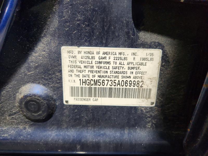 56982776 :رقم المزاد ، 1HGCM56735A069982 vin ، 2005 Honda Accord مزاد بيع
