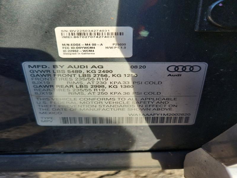 57551036 :رقم المزاد ، WA1AAAFY1M2002820 vin ، 2021 Audi Q5 مزاد بيع