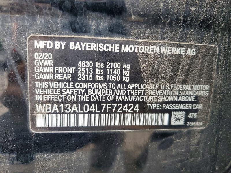 Aukcja sprzedaży 2020 Bmw M235xi, vin: WBA13AL04L7F72424, numer aukcji: 58091806