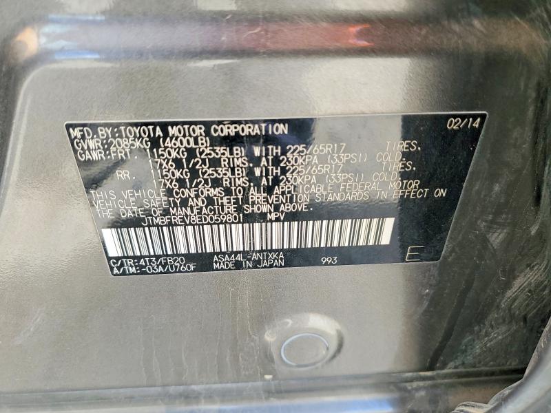 Продажа на аукционе авто 2014 Toyota Rav4, vin: JTMBFREV8ED059801, номер лота: 56438986