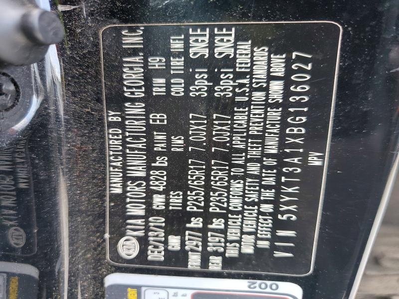 55467556 :رقم المزاد ، 5XYKT3A1XBG136027 vin ، 2011 Kia Sorento مزاد بيع